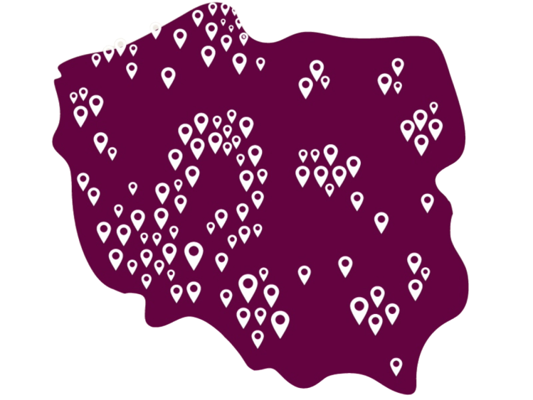 Mapa Polski z lokalizacjami ekspertów